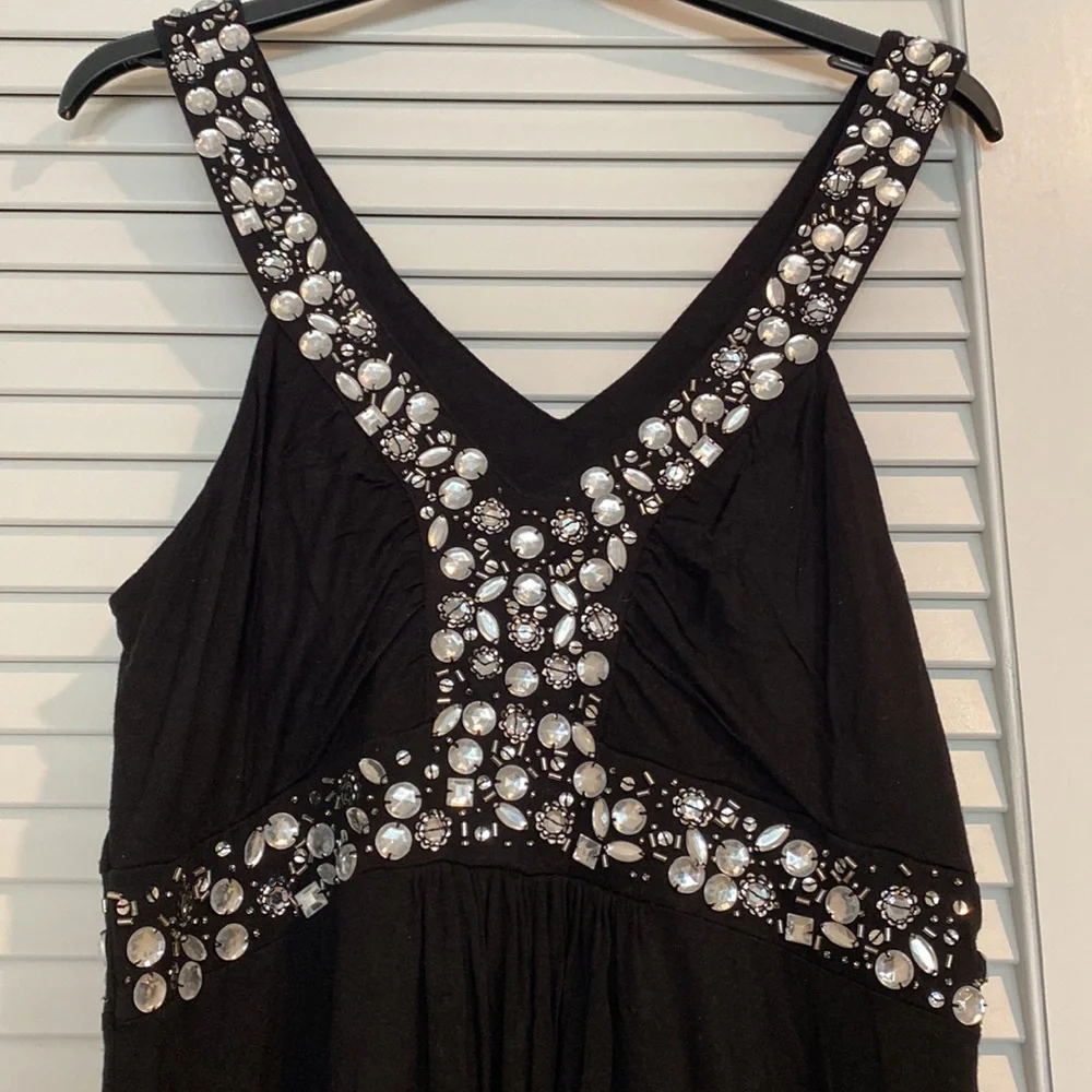 Black Warehouse dress with gemstone detail front and back. Great condition. - Picture 2 of 4